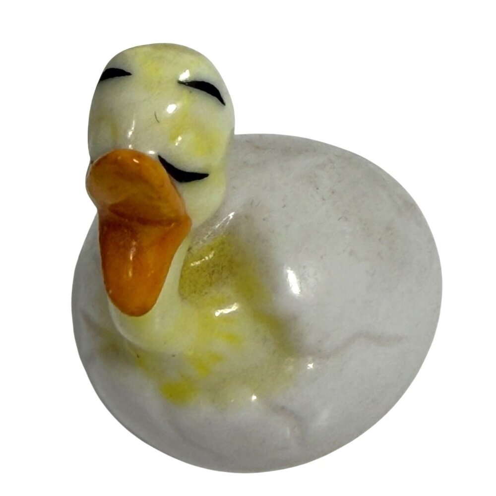 Vintage Porcelain Mini Duckling In Shell Hatching Figurine By Bug House Taiwan